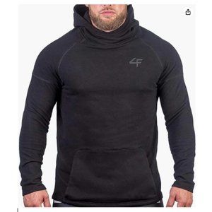 Men's Fitted Long Sleeve Hoodie Slim Lightweight Active Gym wear Gear (Small)
